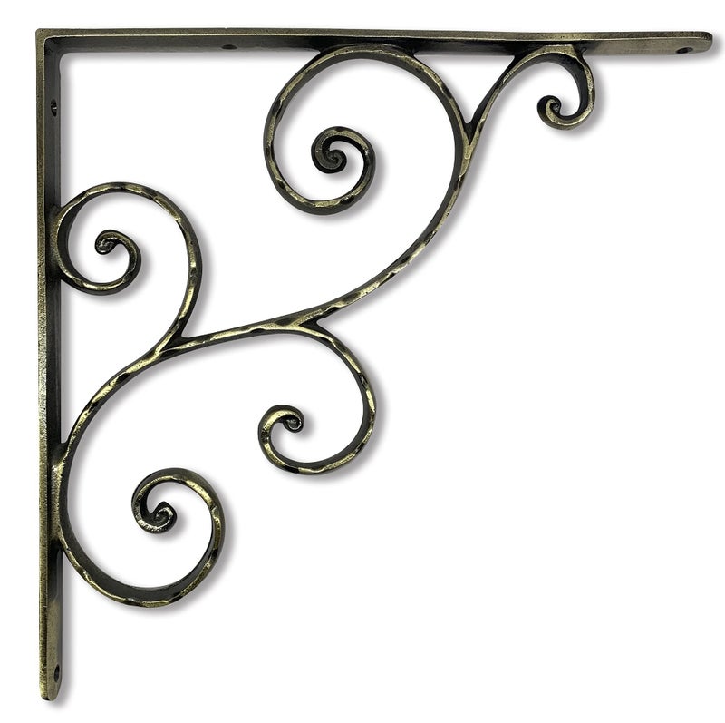 NACH Decorative Shelf Brackets, 1 Pack of 14.5 x 1 x 14.5 inch, Black Cast Iron Shelving Brackets - Metal Shelf Brackets for Wall - Victorian Scroll Shelf Bracket - Image 3
